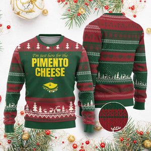I'm Just Here For The Pimento Cheese Ugly Christmas Sweater Funny Golf Foodie TS11 Red Green Print Your Wear