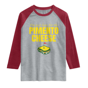 I'm Just Here For The Pimento Cheese Raglan Shirt Funny Golf Foodie TS11 Heather Gray Heather Red Print Your Wear
