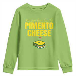 I'm Just Here For The Pimento Cheese Youth Sweatshirt Funny Golf Foodie TS11 Lime Print Your Wear
