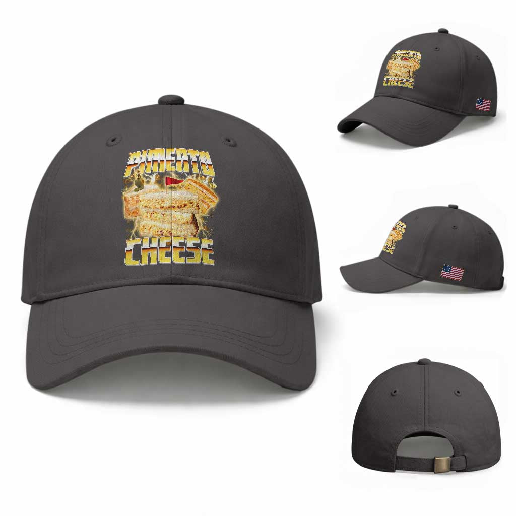 Pimento Cheese Baseball Cap Funny Cheesemonger Cheese Lovers Bootleg Art TS11 Baseball Cap Universal Fit Dark Gray Print Your Wear