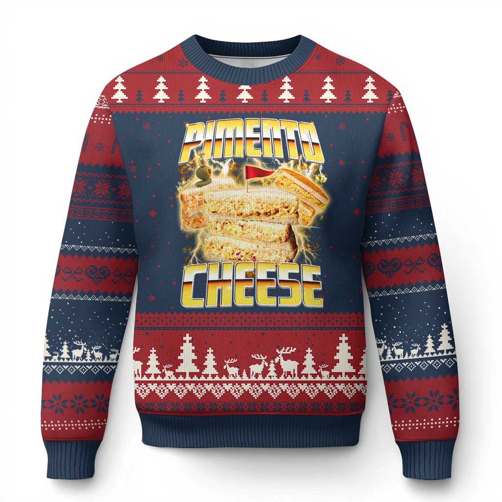 Pimento Cheese Ugly Christmas Sweater Funny Cheesemonger Cheese Lovers Bootleg Art TS11 Navy Red Print Your Wear