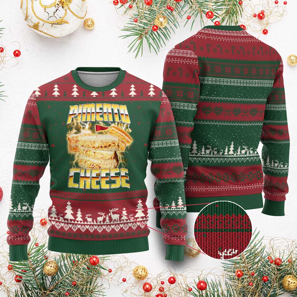 Pimento Cheese Ugly Christmas Sweater Funny Cheesemonger Cheese Lovers Bootleg Art TS11 Red Green Print Your Wear