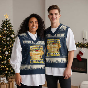 Pimento Cheese V-Neck Knit Sweater Vest Funny Cheesemonger Cheese Lovers Bootleg Art TS11 Navy Beige Print Your Wear