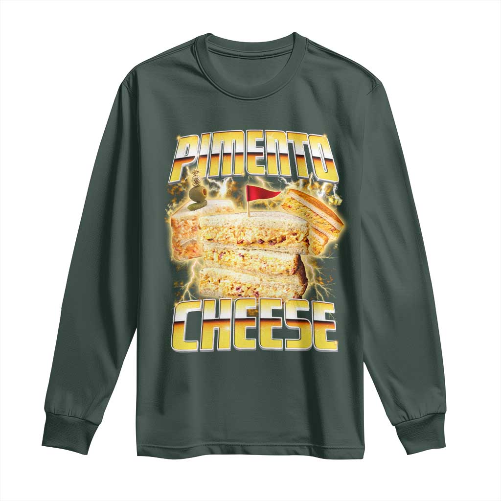 Pimento Cheese Long Sleeve Shirt Funny Cheesemonger Cheese Lovers Bootleg Art TS11 Dark Forest Green Print Your Wear