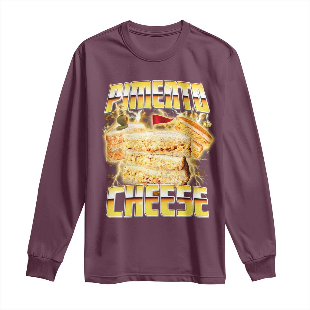Pimento Cheese Long Sleeve Shirt Funny Cheesemonger Cheese Lovers Bootleg Art TS11 Maroon Print Your Wear