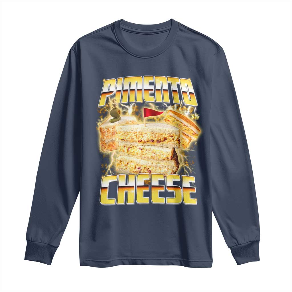 Pimento Cheese Long Sleeve Shirt Funny Cheesemonger Cheese Lovers Bootleg Art TS11 Navy Print Your Wear