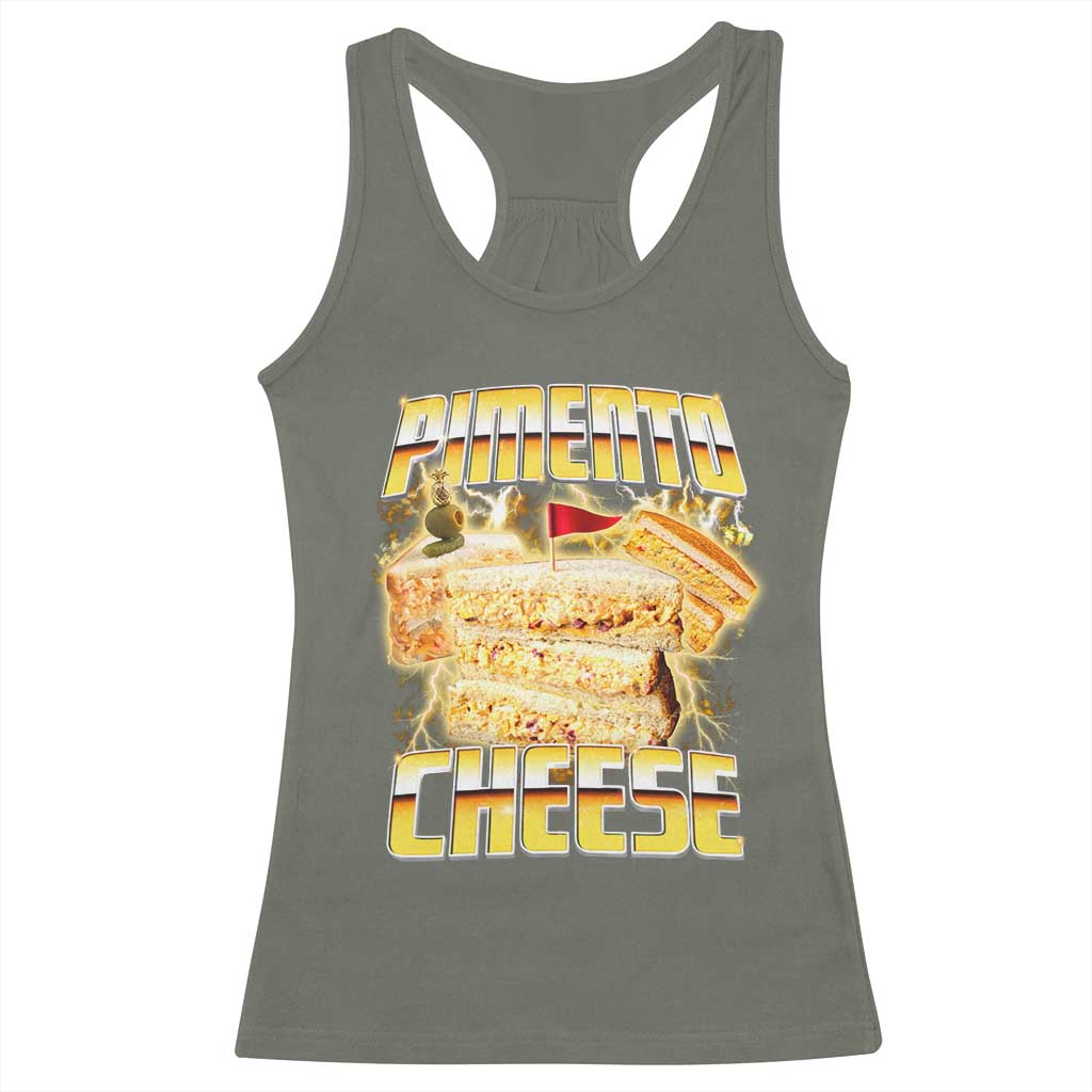 Pimento Cheese Racerback Tank Top Funny Cheesemonger Cheese Lovers Bootleg Art TS11 Military Green Print Your Wear