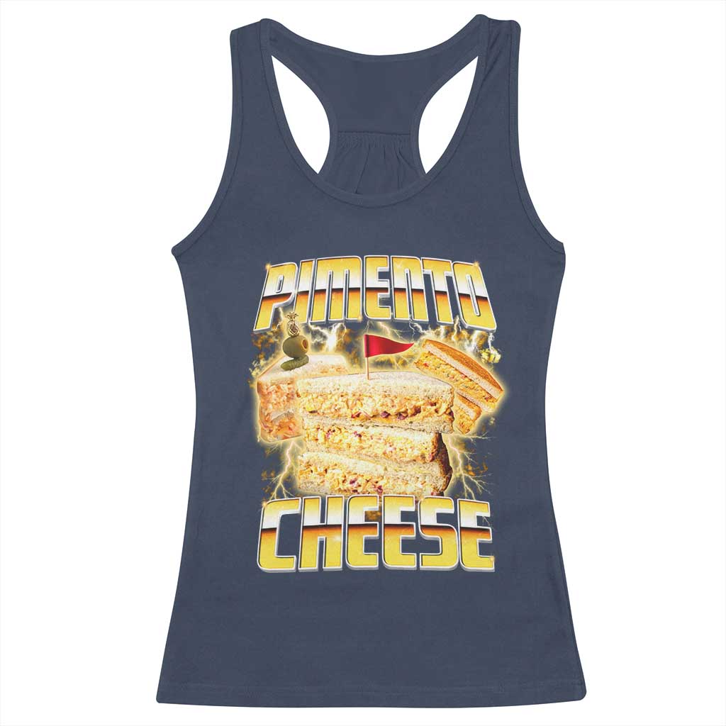 Pimento Cheese Racerback Tank Top Funny Cheesemonger Cheese Lovers Bootleg Art TS11 Navy Print Your Wear