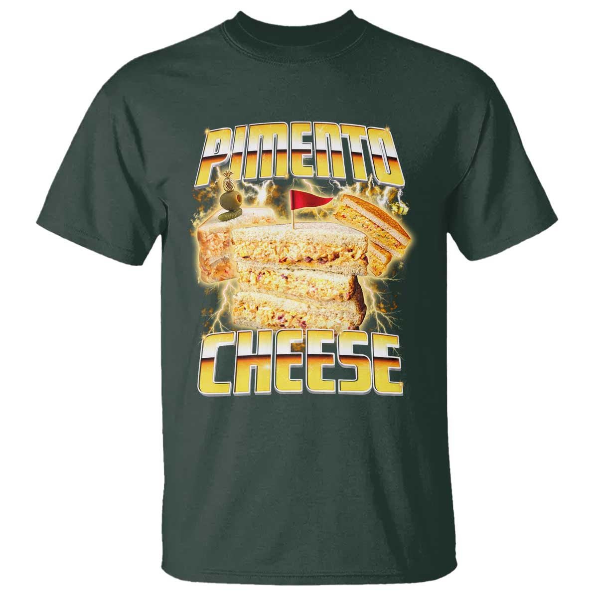 Pimento Cheese T Shirt Funny Cheesemonger Cheese Lovers Bootleg Art TS11 Dark Forest Green Print Your Wear