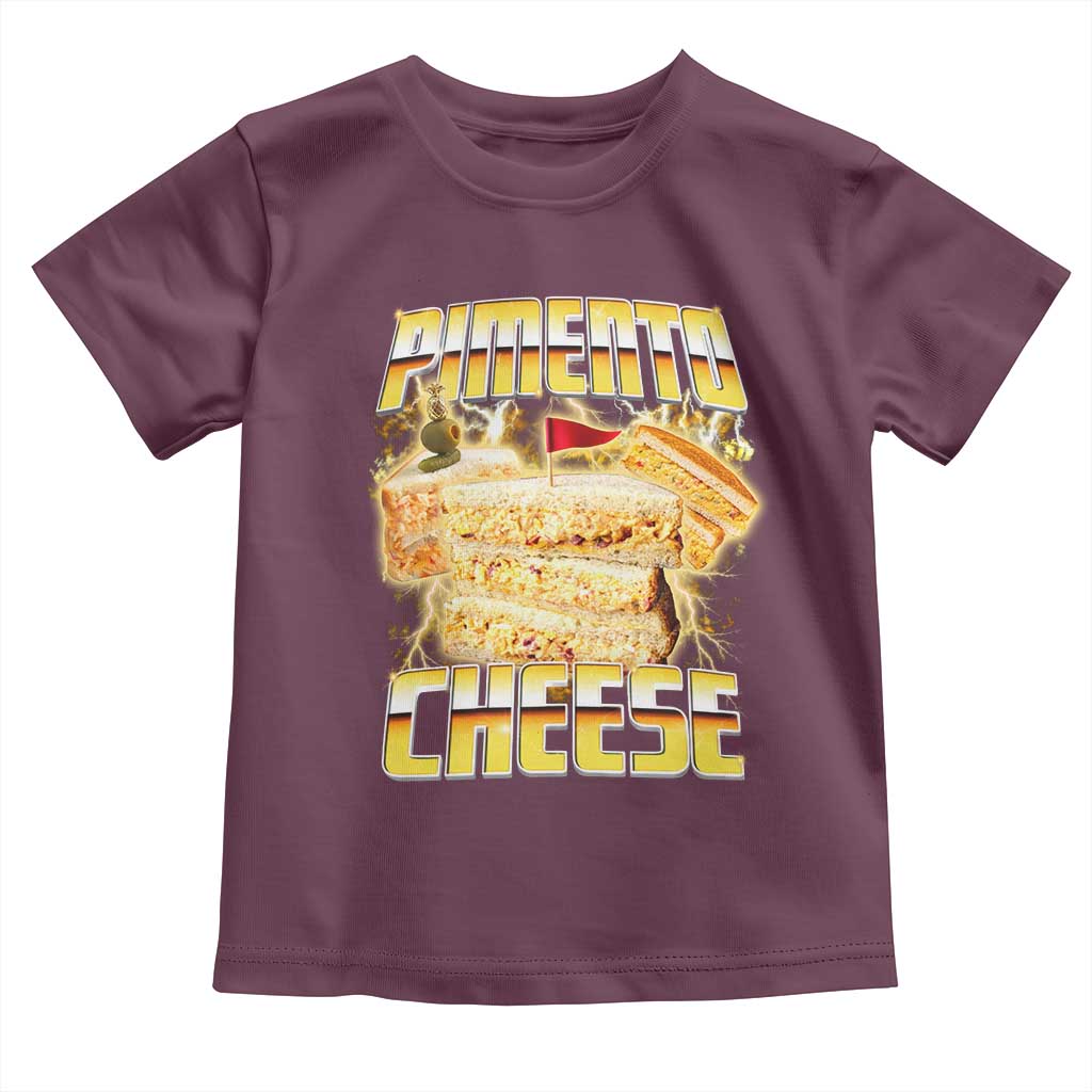 Pimento Cheese Toddler T Shirt Funny Cheesemonger Cheese Lovers Bootleg Art TS11 Maroon Print Your Wear