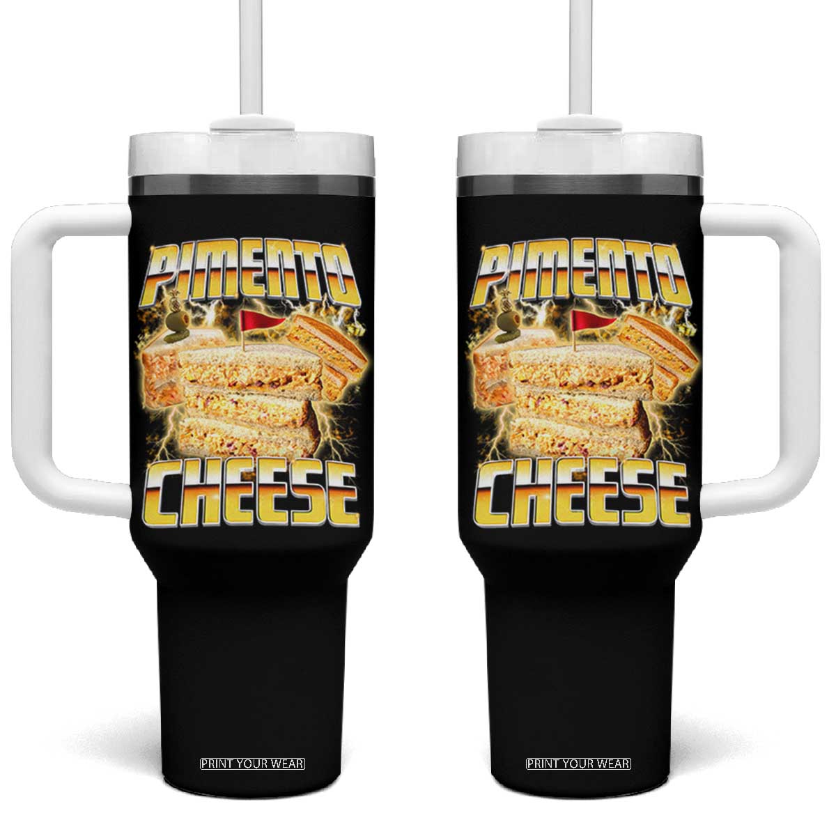 Pimento Cheese Tumbler With Handle Funny Cheesemonger Cheese Lovers Bootleg Art TS11 One Size: 40 oz Black Print Your Wear