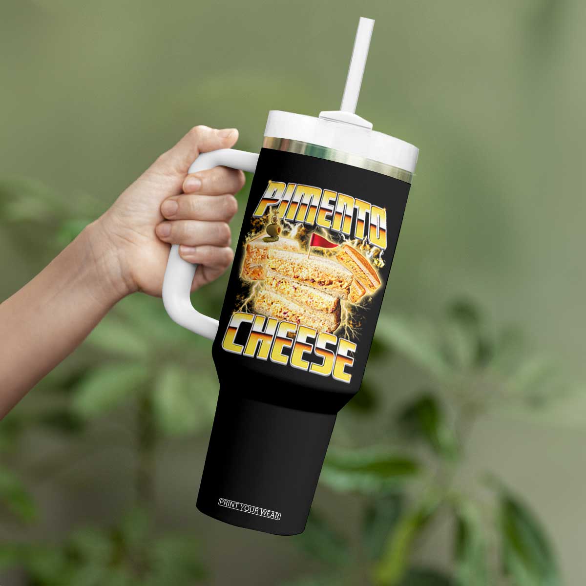 Pimento Cheese Tumbler With Handle Funny Cheesemonger Cheese Lovers Bootleg Art TS11 Print Your Wear