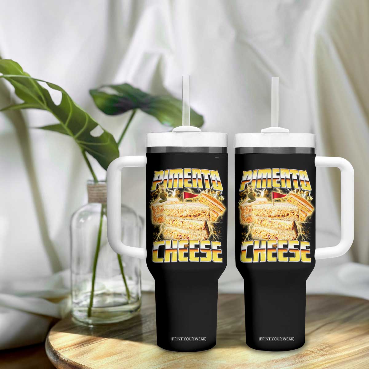 Pimento Cheese Tumbler With Handle Funny Cheesemonger Cheese Lovers Bootleg Art TS11 Print Your Wear