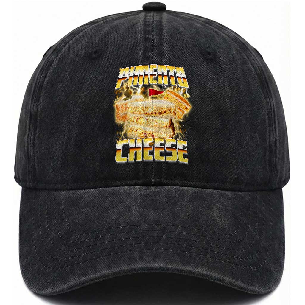 Pimento Cheese Washed Cotton Baseball Cap Funny Cheesemonger Cheese Lovers Bootleg Art TS11 Print Your Wear