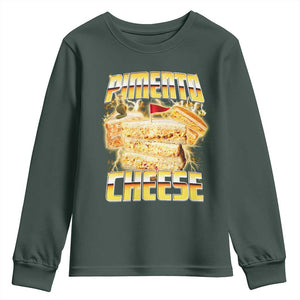 Pimento Cheese Youth Sweatshirt Funny Cheesemonger Cheese Lovers Bootleg Art TS11 Dark Forest Green Print Your Wear
