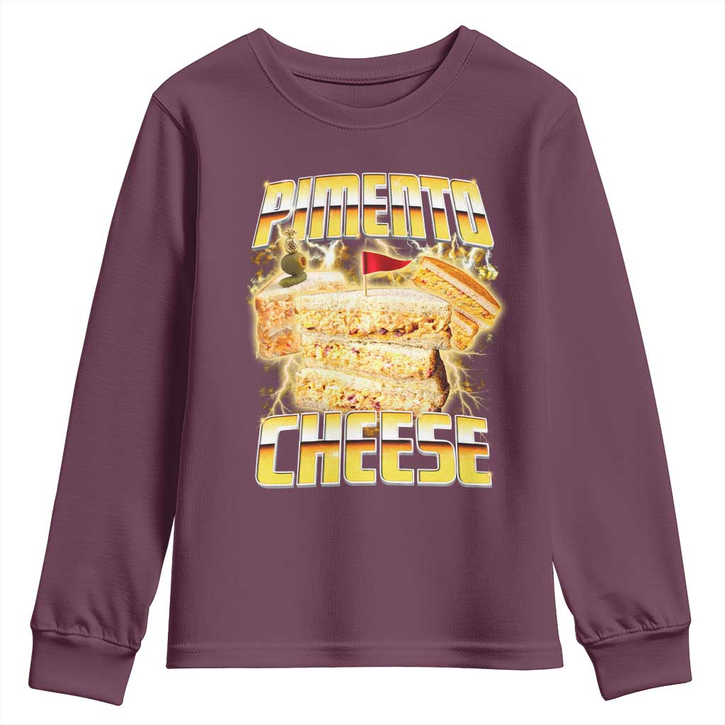 Pimento Cheese Youth Sweatshirt Funny Cheesemonger Cheese Lovers Bootleg Art TS11 Maroon Print Your Wear
