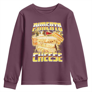 Pimento Cheese Youth Sweatshirt Funny Cheesemonger Cheese Lovers Bootleg Art TS11 Maroon Print Your Wear