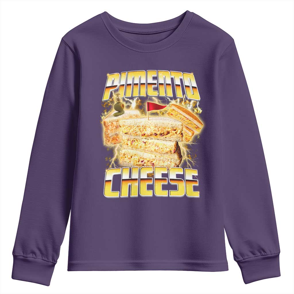 Pimento Cheese Youth Sweatshirt Funny Cheesemonger Cheese Lovers Bootleg Art TS11 Purple Print Your Wear