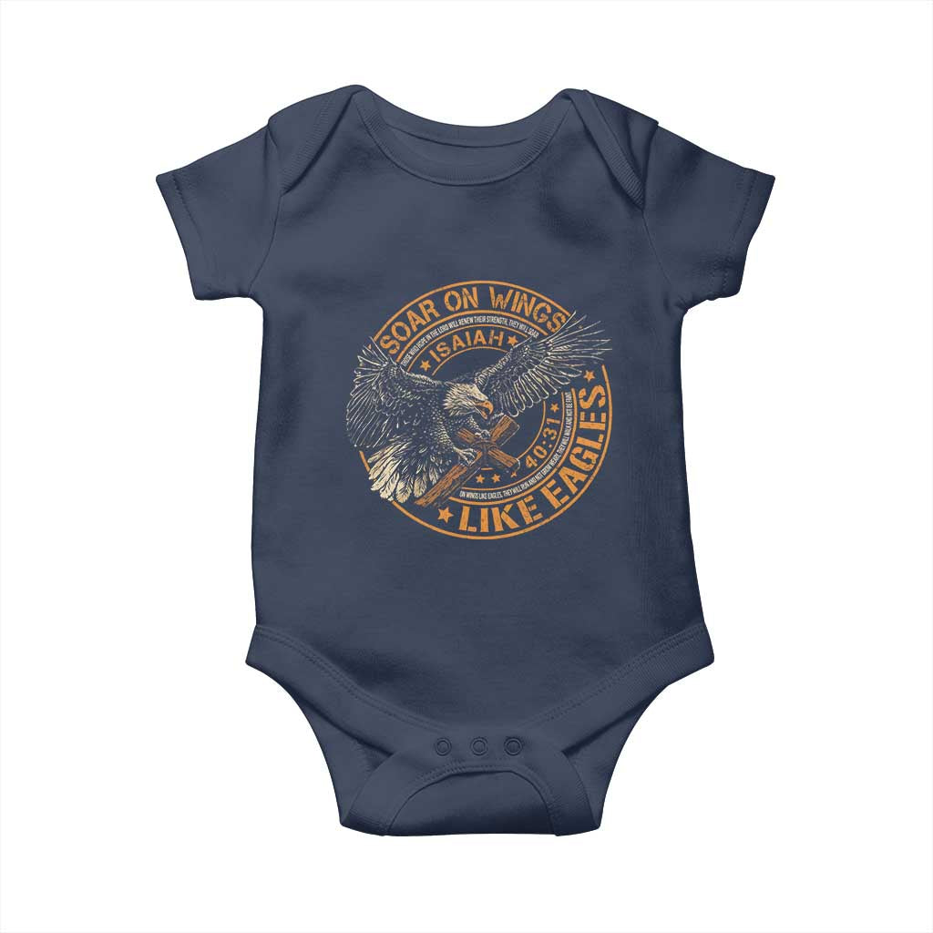 Soar On Wings Like Eagles Christian Baby Onesie Isaiah 40 31 Bible Verse TS11 Navy Print Your Wear