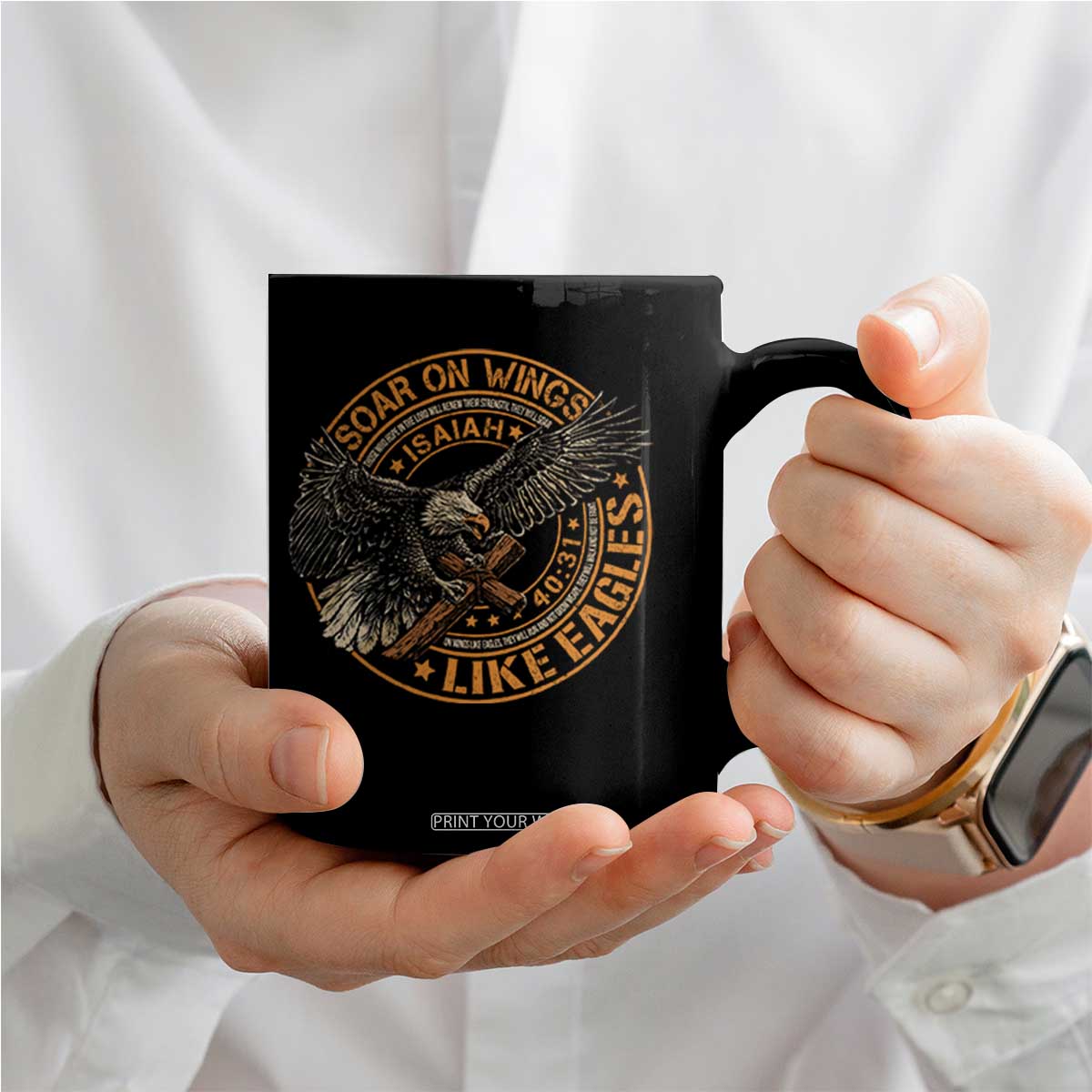 Soar On Wings Like Eagles Christian Coffee Mug Isaiah 40 31 Bible Verse TS11 Print Your Wear