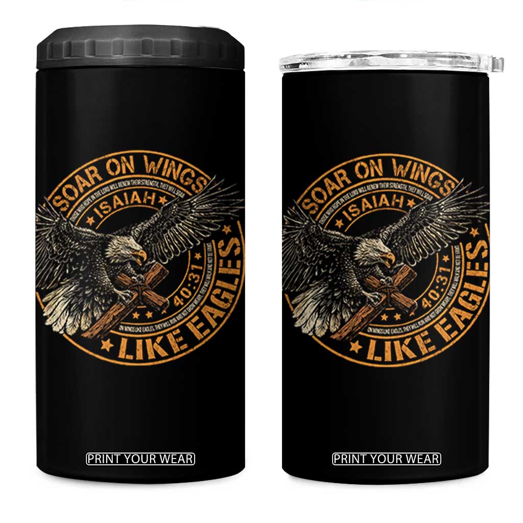 Soar On Wings Like Eagles Christian 4 in 1 Can Cooler Tumbler Isaiah 40 31 Bible Verse TS11 One Size: 16 oz Black Print Your Wear