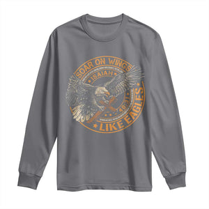 Soar On Wings Like Eagles Christian Long Sleeve Shirt Isaiah 40 31 Bible Verse TS11 Charcoal Print Your Wear