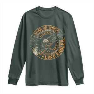 Soar On Wings Like Eagles Christian Long Sleeve Shirt Isaiah 40 31 Bible Verse TS11 Dark Forest Green Print Your Wear