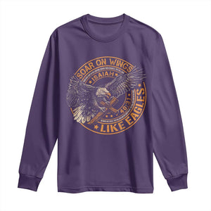 Soar On Wings Like Eagles Christian Long Sleeve Shirt Isaiah 40 31 Bible Verse TS11 Purple Print Your Wear