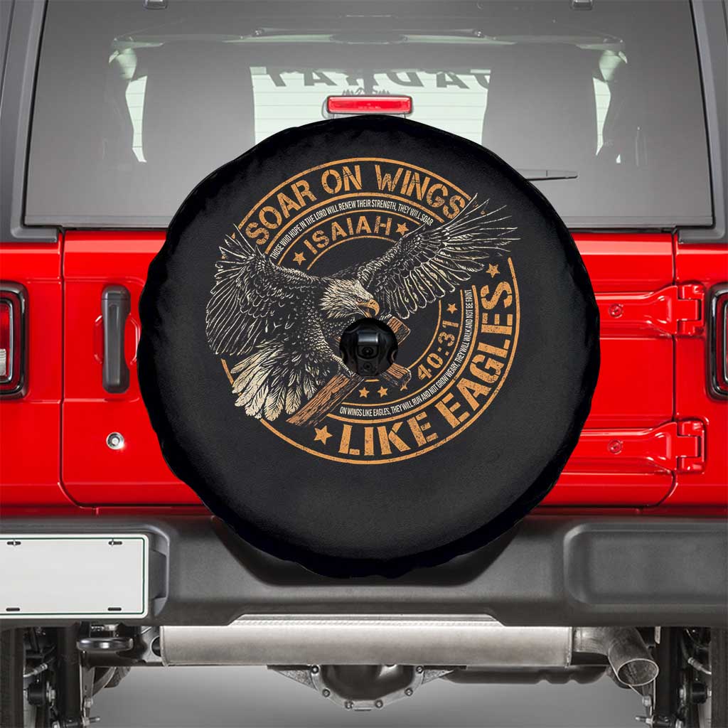 Soar On Wings Like Eagles Christian Spare Tire Cover Isaiah 40 31 Bible Verse TS11 Black Print Your Wear