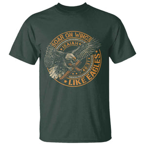 Soar On Wings Like Eagles Christian T Shirt Isaiah 40 31 Bible Verse TS11 Dark Forest Green Print Your Wear