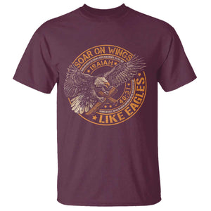 Soar On Wings Like Eagles Christian T Shirt Isaiah 40 31 Bible Verse TS11 Maroon Print Your Wear