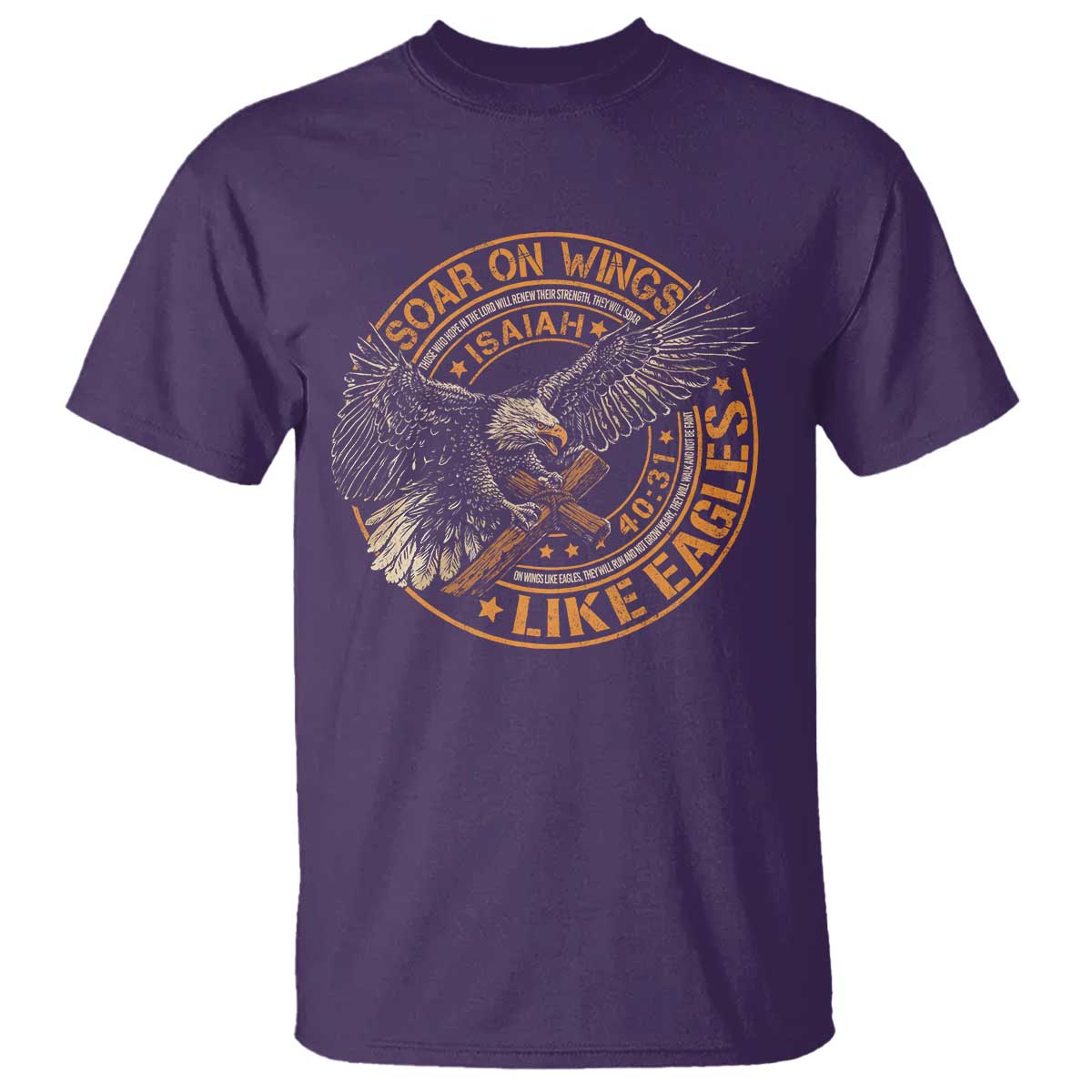 Soar On Wings Like Eagles Christian T Shirt Isaiah 40 31 Bible Verse TS11 Purple Print Your Wear