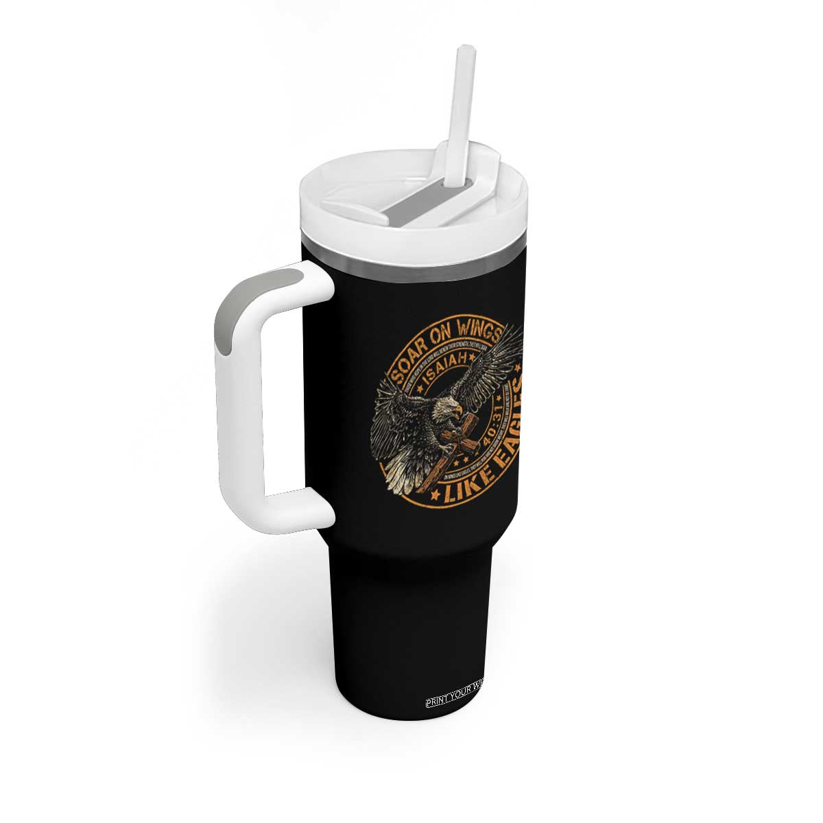 Soar On Wings Like Eagles Christian Tumbler With Handle Isaiah 40 31 Bible Verse TS11 Print Your Wear