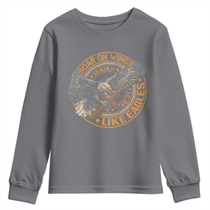 Soar On Wings Like Eagles Christian Youth Sweatshirt Isaiah 40 31 Bible Verse TS11 Charcoal Print Your Wear