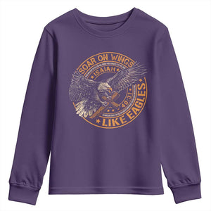 Soar On Wings Like Eagles Christian Youth Sweatshirt Isaiah 40 31 Bible Verse TS11 Purple Print Your Wear