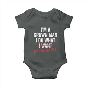 Boy Dad Baby Onesie I Am A Grown Man I Do What My Son Wants Fathers Day TS11 Dark Heather Print Your Wear