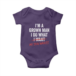 Boy Dad Baby Onesie I Am A Grown Man I Do What My Son Wants Fathers Day TS11 Purple Print Your Wear