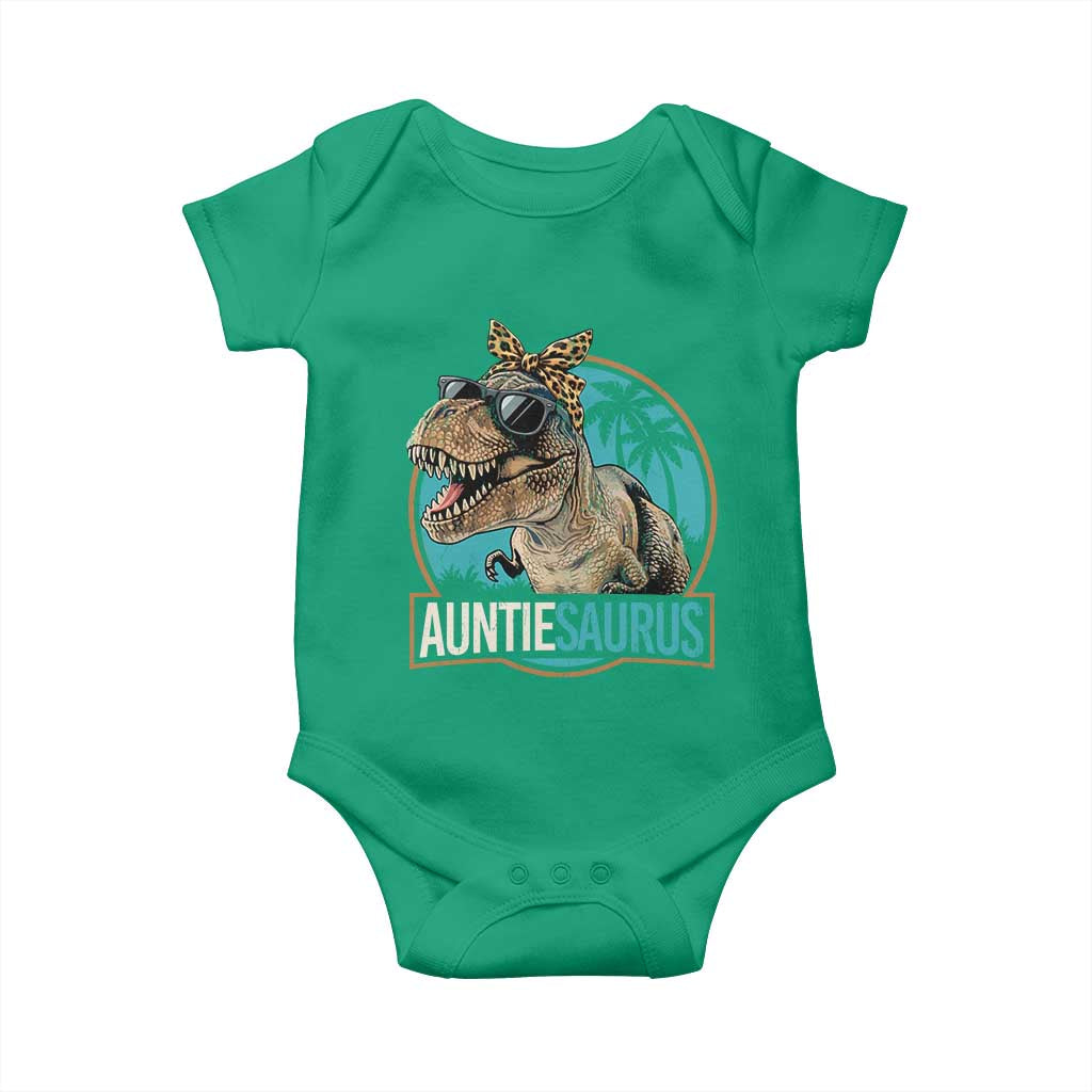 Auntiesaurus Funny Dinosaur Aunt Baby Onesie Family Matching TS11 Irish Green Print Your Wear