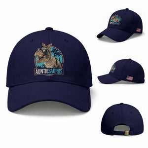 Auntiesaurus Funny Dinosaur Aunt Baseball Cap Family Matching TS11 Baseball Cap Universal Fit Dark Blue Print Your Wear