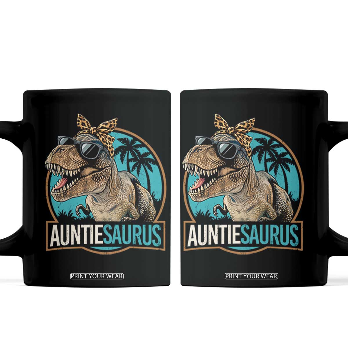 Auntiesaurus Funny Dinosaur Aunt Coffee Mug Family Matching TS11 Black Print Your Wear