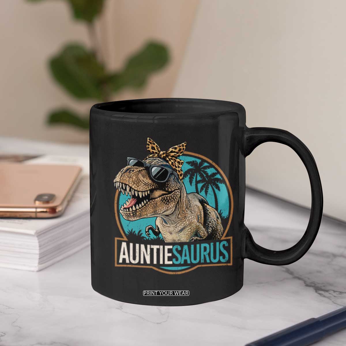 Auntiesaurus Funny Dinosaur Aunt Coffee Mug Family Matching TS11 Print Your Wear
