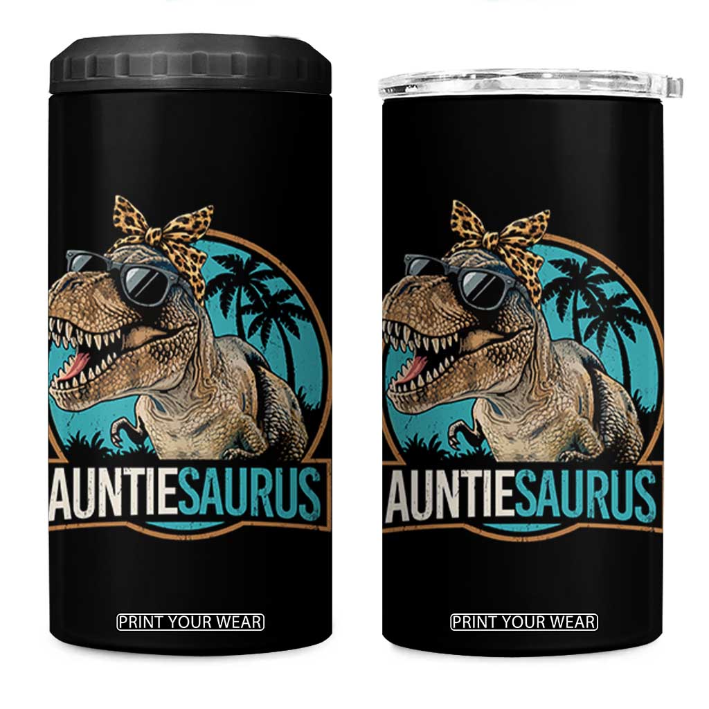 Auntiesaurus Funny Dinosaur Aunt 4 in 1 Can Cooler Tumbler Family Matching TS11 One Size: 16 oz Black Print Your Wear