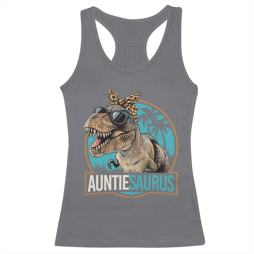 Auntiesaurus Funny Dinosaur Aunt Racerback Tank Top Family Matching TS11 Charcoal Print Your Wear
