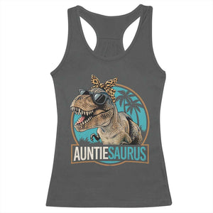 Auntiesaurus Funny Dinosaur Aunt Racerback Tank Top Family Matching TS11 Dark Heather Print Your Wear