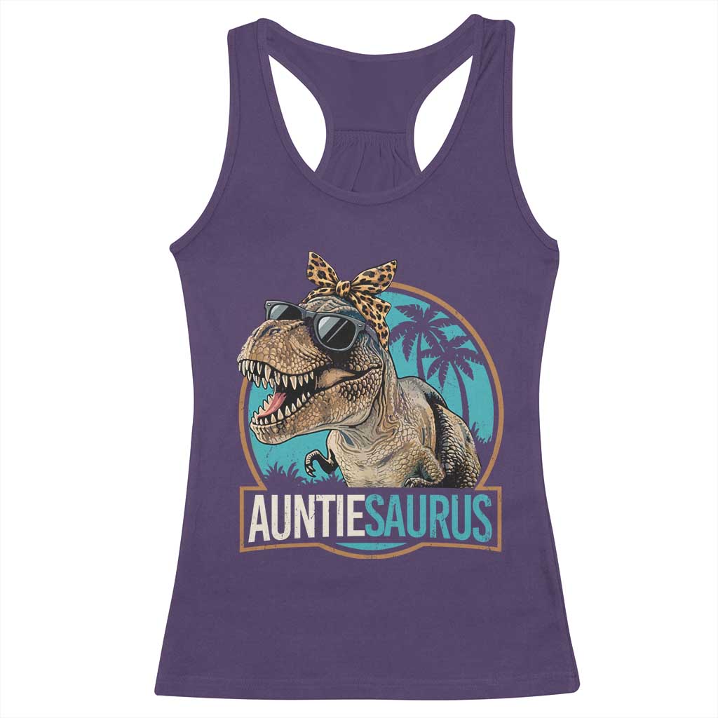 Auntiesaurus Funny Dinosaur Aunt Racerback Tank Top Family Matching TS11 Purple Print Your Wear