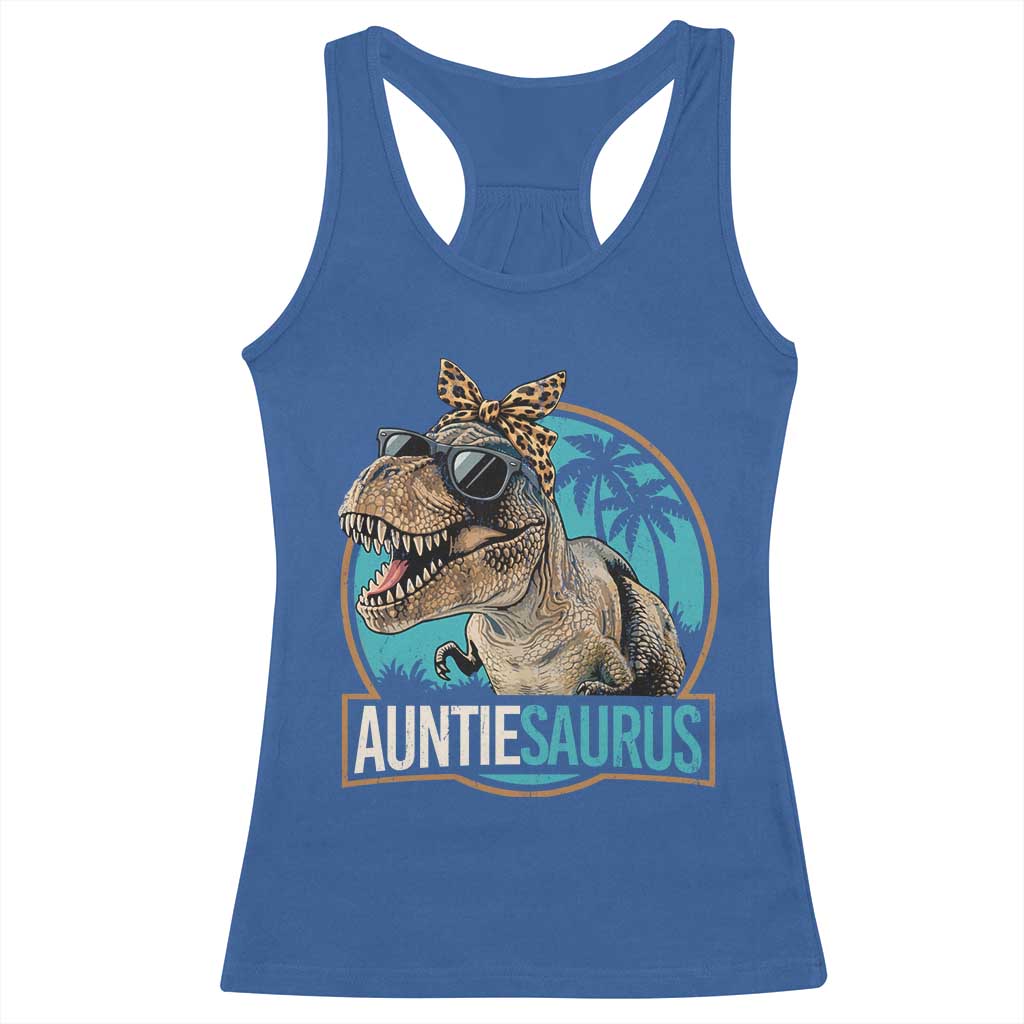 Auntiesaurus Funny Dinosaur Aunt Racerback Tank Top Family Matching TS11 Royal Blue Print Your Wear