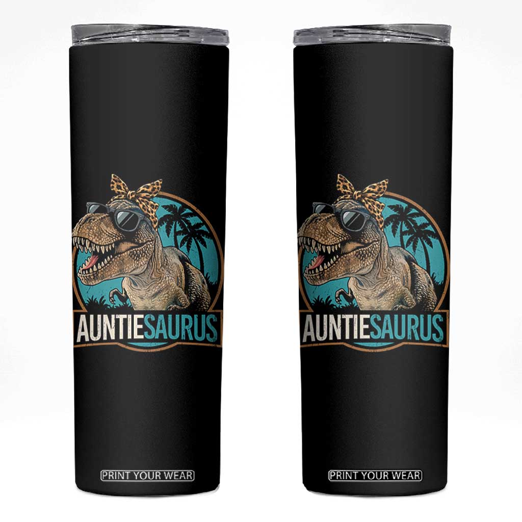 Auntiesaurus Funny Dinosaur Aunt Skinny Tumbler Family Matching TS11 Black Print Your Wear