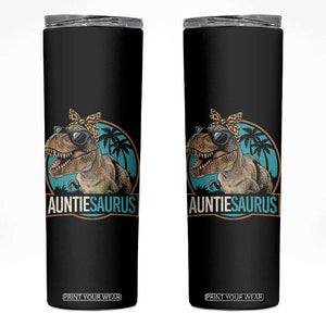Auntiesaurus Funny Dinosaur Aunt Skinny Tumbler Family Matching TS11 Black Print Your Wear