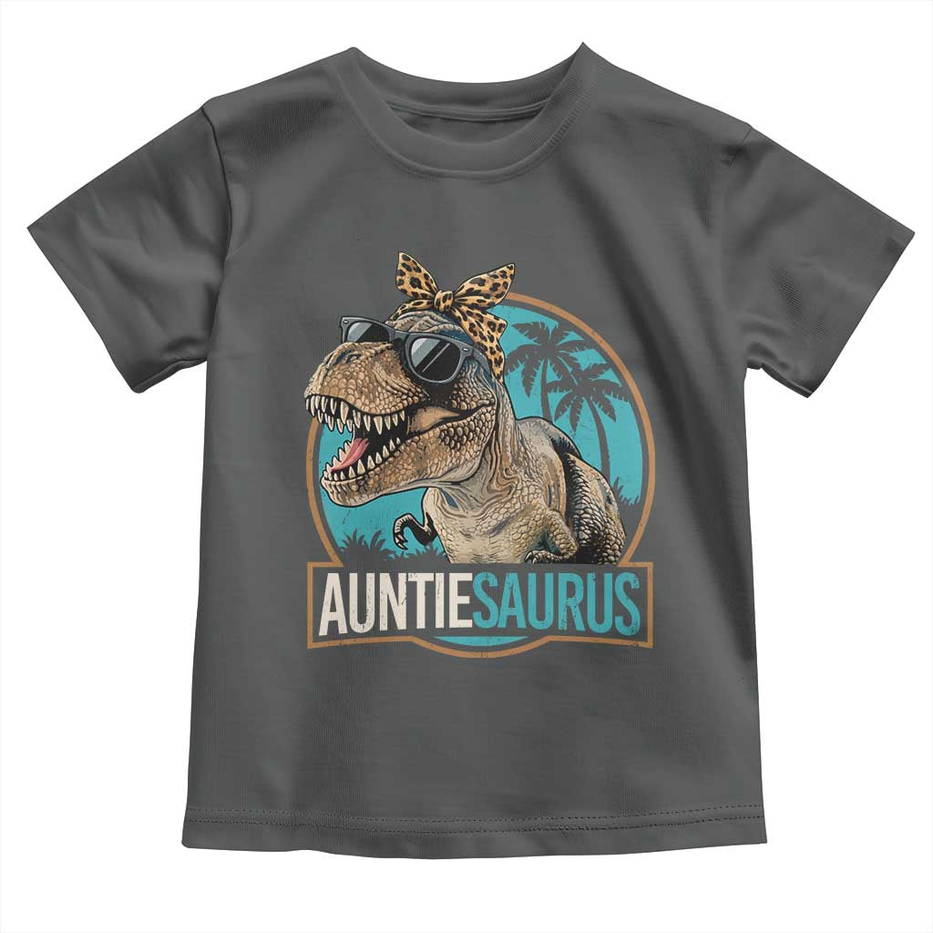 Auntiesaurus Funny Dinosaur Aunt Toddler T Shirt Family Matching TS11 Dark Heather Print Your Wear