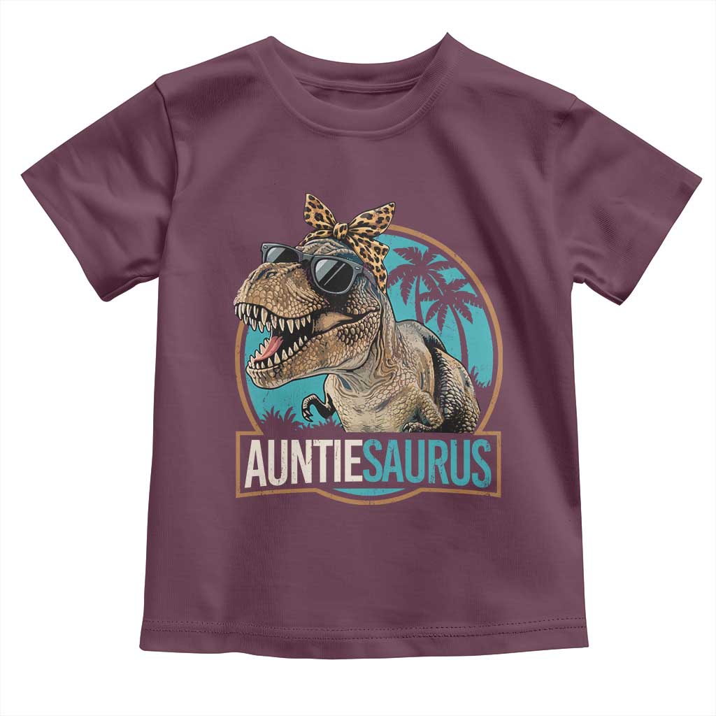 Auntiesaurus Funny Dinosaur Aunt Toddler T Shirt Family Matching TS11 Maroon Print Your Wear